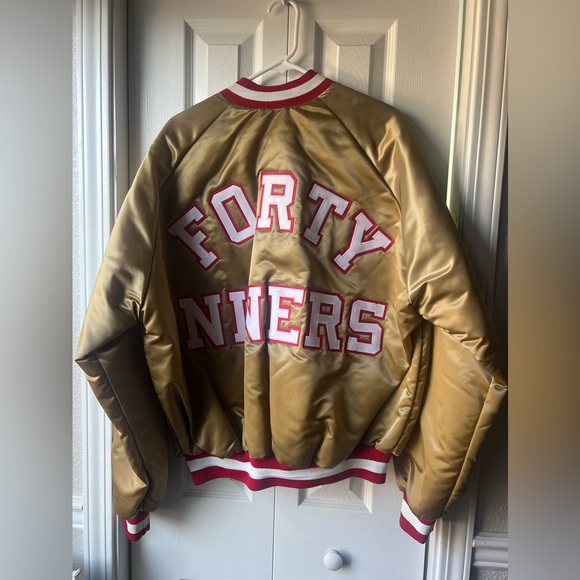 XXL Vintage Gold San Francisco 49ers Chalk Line Starter Style Satin Jacket - Picture 2 of 3